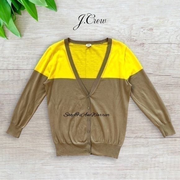 J.Crew (factory) neon color-block v-neck cotton cardigan *shop@iamwarrior - Picture 4 of 9